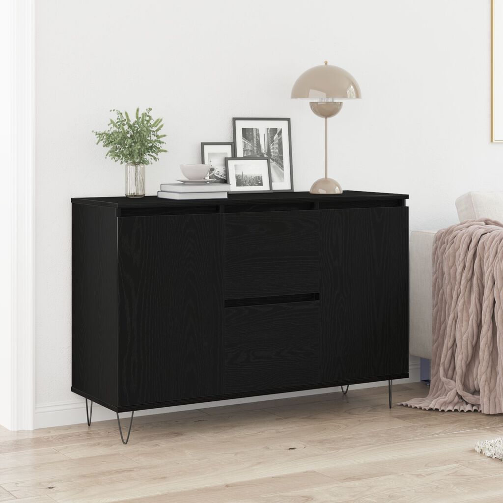 vidaXL Μπουφέ Μαύρο Δρυς 101,5x35x70 εκ Επεξεργασμένο Ξύλο