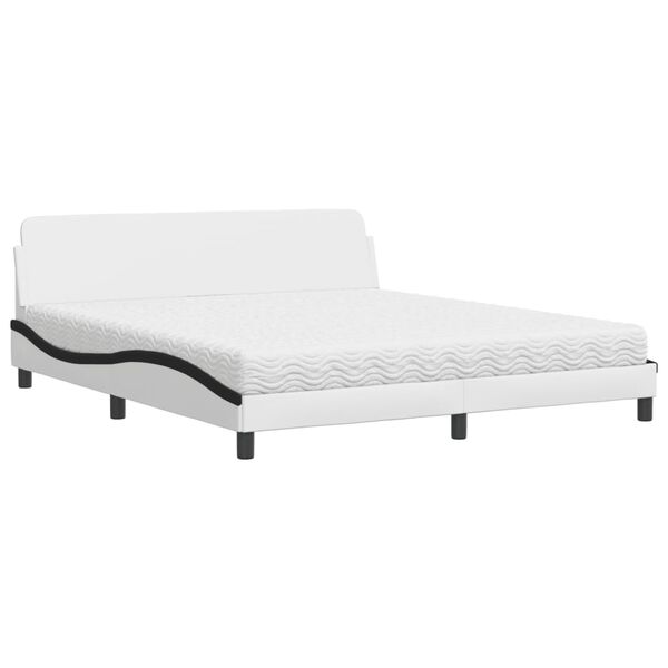 vidaXL Κρεβάτι με Στρώμα Μαύρο/Λευκό 180x200 εκ. από Συνθετικό Δέρμα