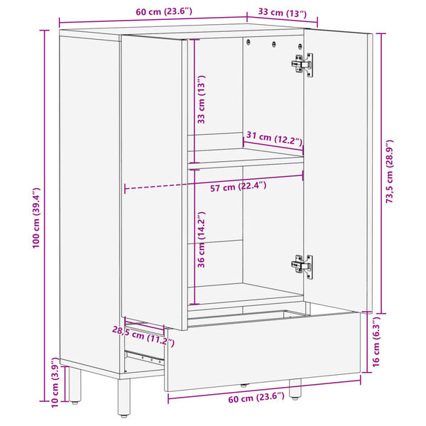 vidaXL Ντουλάπι Μαύρο 60 x 33 x 110 εκ. από Επεξεργασμένο Ξύλο