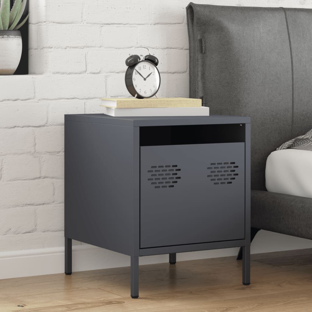vidaXL Κομοδίνο Ανθρακί 35x39x43,5 εκ. από Χάλυβα