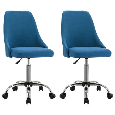vidaXL Καρέκλες Γραφείου Τροχήλατες 2 τεμ. Μπλε Υφασμάτινες