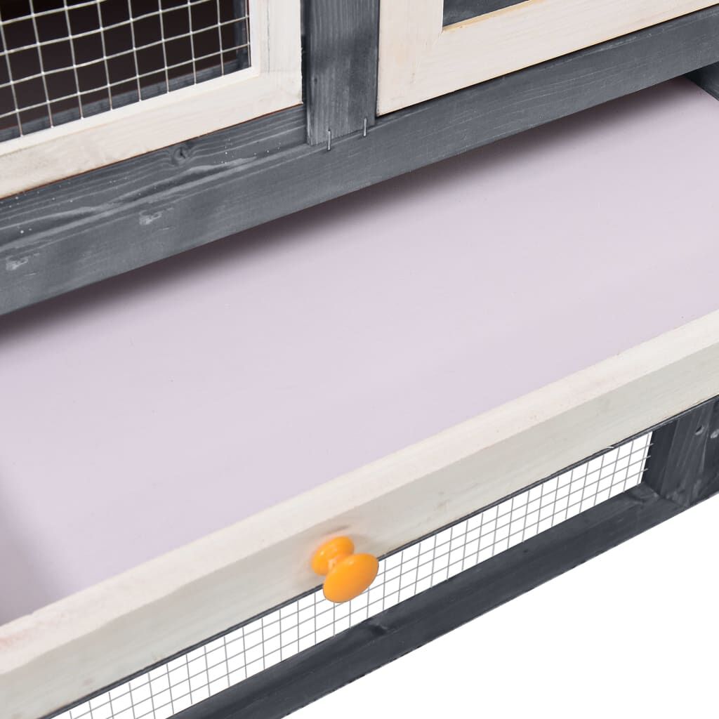 vidaXL Κλουβί Κουνελιών Γκρι/Λευκό 140x63x120 εκ. Μασίφ Ξύλο Ελάτης
