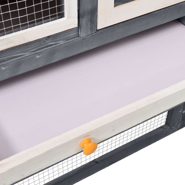 vidaXL Κλουβί Κουνελιών Γκρι/Λευκό 140x63x120 εκ. Μασίφ Ξύλο Ελάτης