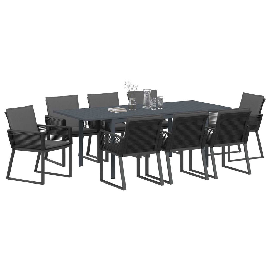 vidaXL Σετ τραπεζαρίας κήπου 9 pcs Μαύρο Large Μέταλλο