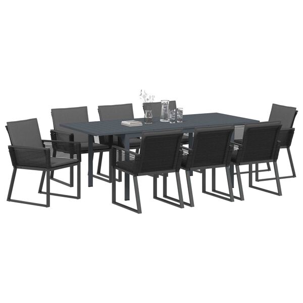 vidaXL Σετ τραπεζαρίας κήπου 9 pcs Μαύρο Large Μέταλλο