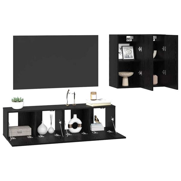 vidaXL Σετ επίπλου τηλεόρασης 4 pcs Μαύρη δρυς 120 x 30 x 30 εκ