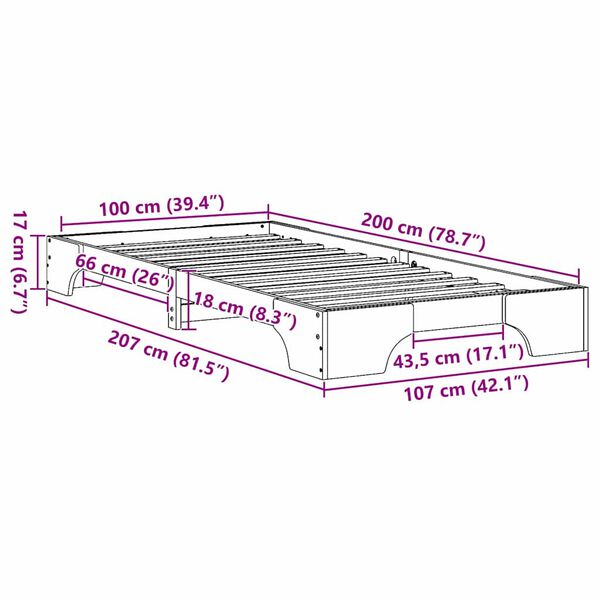 vidaXL Σκελετός Κρεβατιού Λευκό 207 x 107 x 17 εκ. Μασίφ ξύλο πεύκου