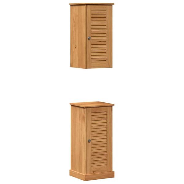 vidaXL Σετ Επίπλων Μπάνιου με ράφι 2 pcs Καφέ και Καραμέλα καφέ