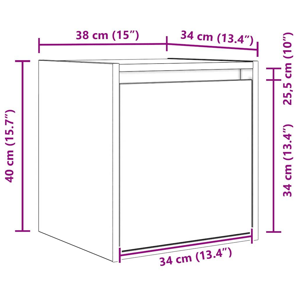 vidaXL Κομοδίνο Επιτοίχιο Γκρι Σκυροδέματος 38x34x40 εκ.