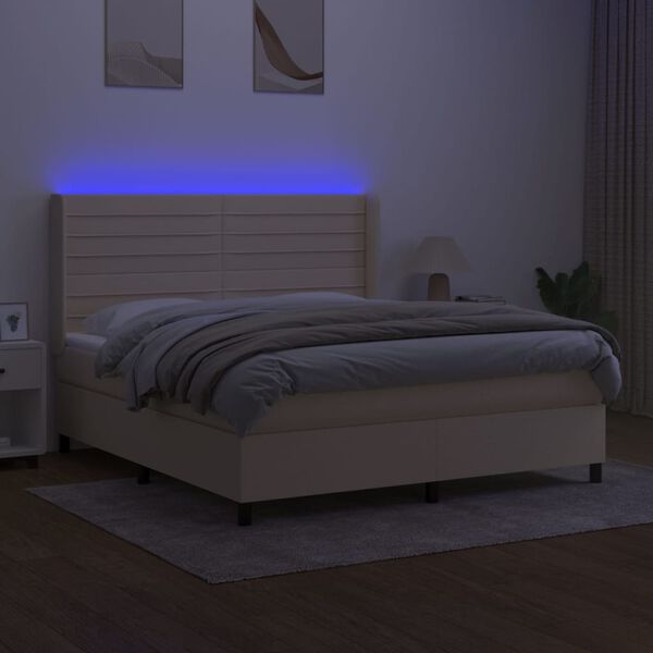 vidaXL &Kappa;&rho;&epsilon;&beta;ά&tau;&iota; Boxspring &mu;&epsilon; &Sigma;&tau;&rho;ώ&mu;&alpha; & LED &Kappa;&rho;&epsilon;&mu; 180x200 &epsilon;&kappa;. &Upsilon;&phi;&alpha;&sigma;&mu;ά&tau;&iota;&nu;&omicron;