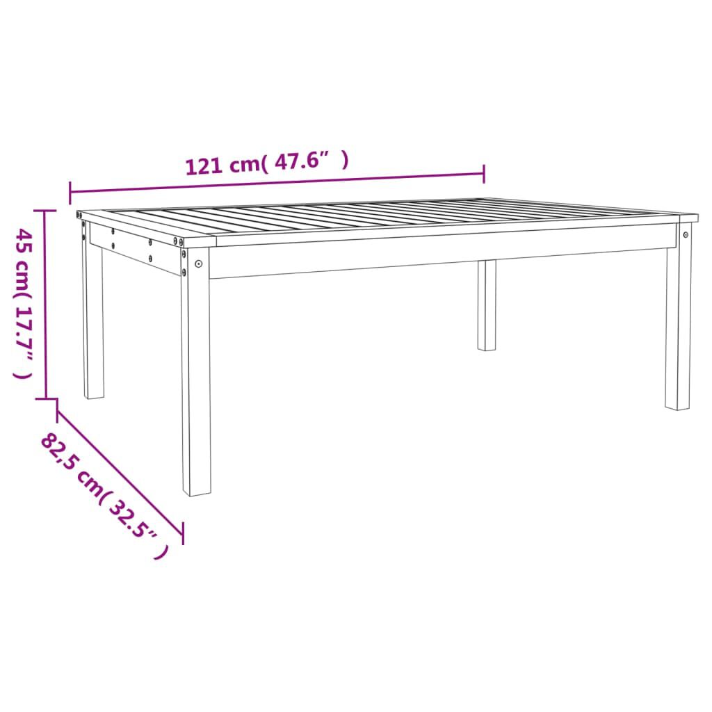 vidaXL Τραπέζι Κήπου Λευκό 121x82,5x45 εκ. από Μασίφ Ξύλο Πεύκου