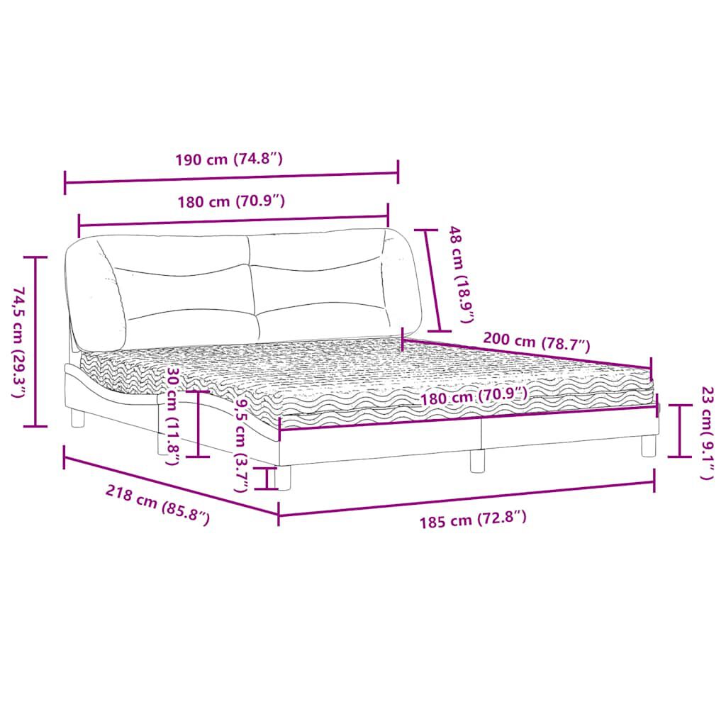 vidaXL Κρεβάτι με Στρώμα Μαύρο 180x200 εκ. από Συνθετικό δέρμα
