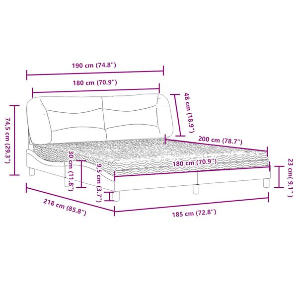vidaXL Κρεβάτι με Στρώμα Μαύρο 180x200 εκ. από Συνθετικό δέρμα