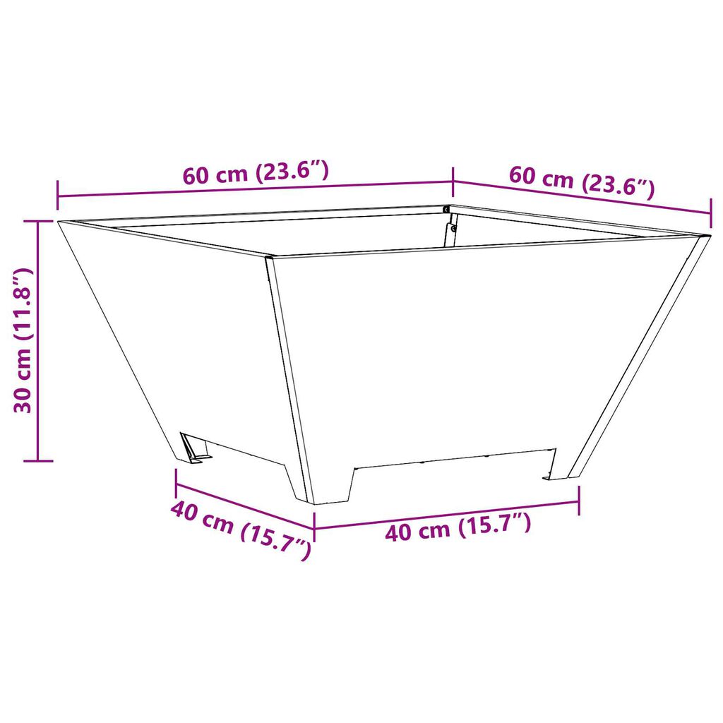 vidaXL Φωτιά Μαύρο 60 x 60 x 30 cm Κρύα έλαση από χάλυβα