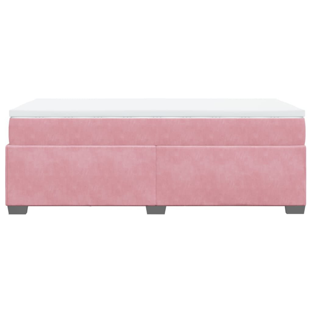 vidaXL Κρεβάτι Boxspring με Στρώμα Ροζ 90x200 εκ. Βελούδινο