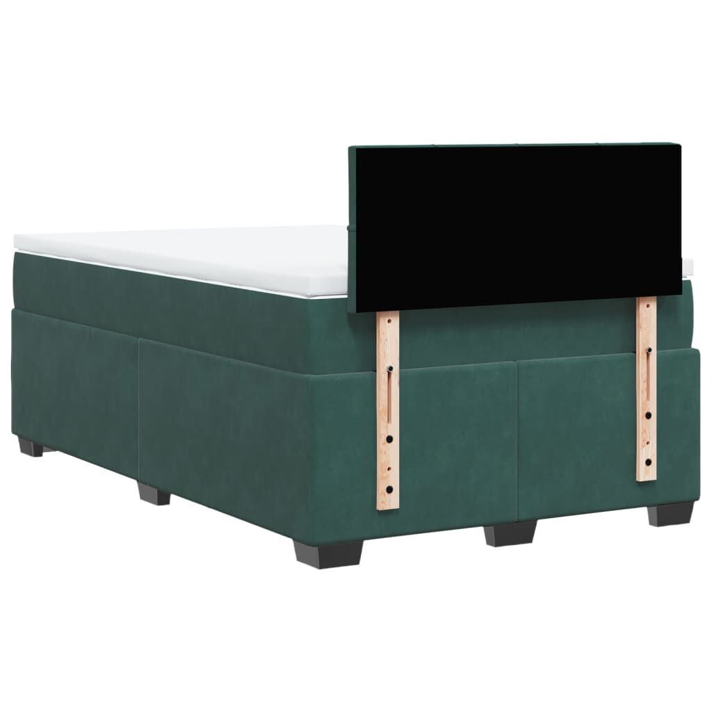 vidaXL Κρεβάτι Boxspring με Στρώμα Σκούρο Πράσινο 120x190εκ. Βελούδινο