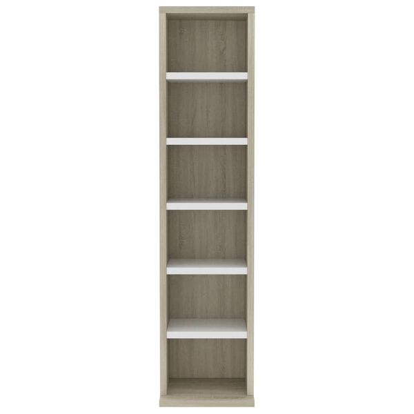 vidaXL Έπιπλο για CD Λευκό/Sonoma Δρυς 21x20x88 εκ. Επεξεργασμένο Ξύλο