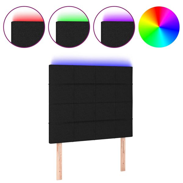 vidaXL Κεφαλάρι Κρεβατιού LED Μαύρο 100x5x118/128 εκ. Υφασμάτινο