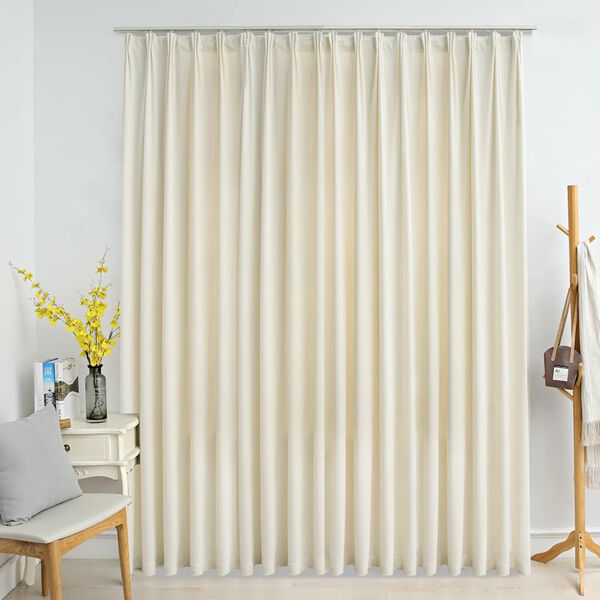 vidaXL Κουρτίνα Συσκότισης με Γάντζους Κρεμ 290 x 245 εκ. Βελούδο