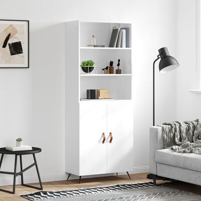 vidaXL Ντουλάπι Γυαλιστερό Λευκό 69,5x34x180 εκ. Επεξεργασμένο Ξύλο