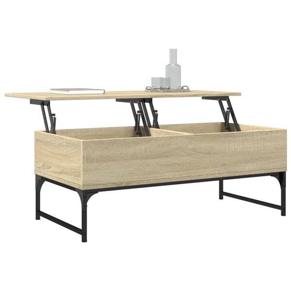 vidaXL Τραπεζάκι Σαλονιού Sonoma Δρυς 100x50x40 εκ. Επ. Ξύλο & Μέταλλο