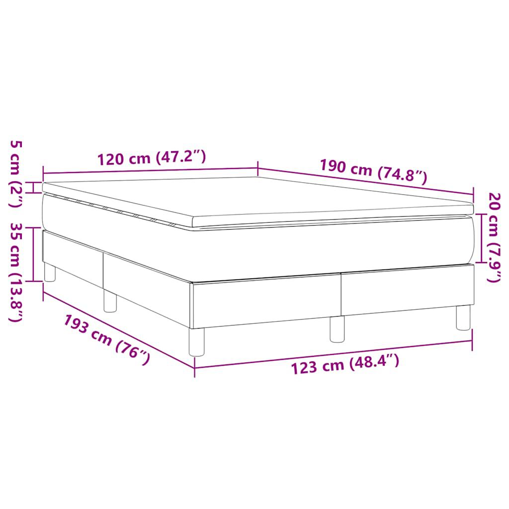 vidaXL Κρεβάτι Boxspring με Στρώμα Μπλε 120x190 εκ. Υφασμάτινο