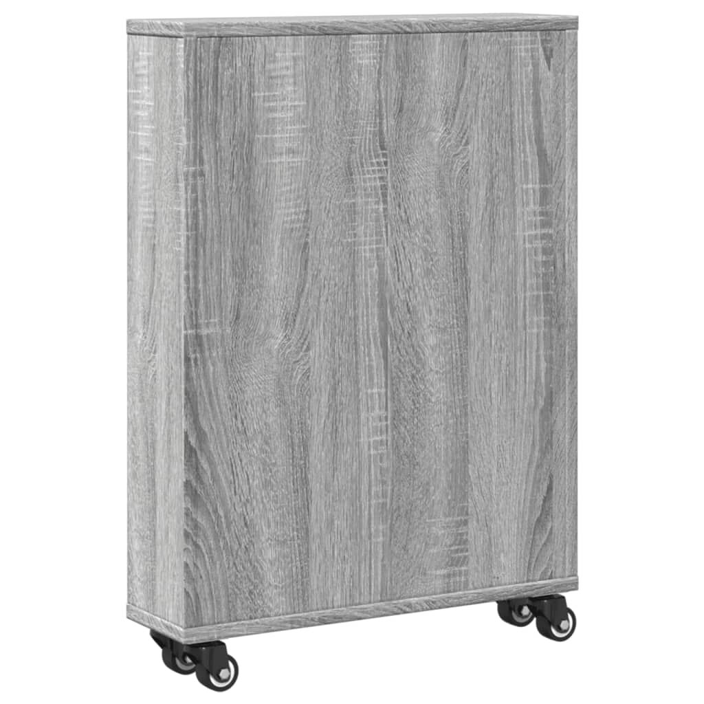 vidaXL Τρόλεϊ Αποθήκευσης Στενό Γκρι Sonoma 48x13x68 εκ. Επεξ. Ξύλο