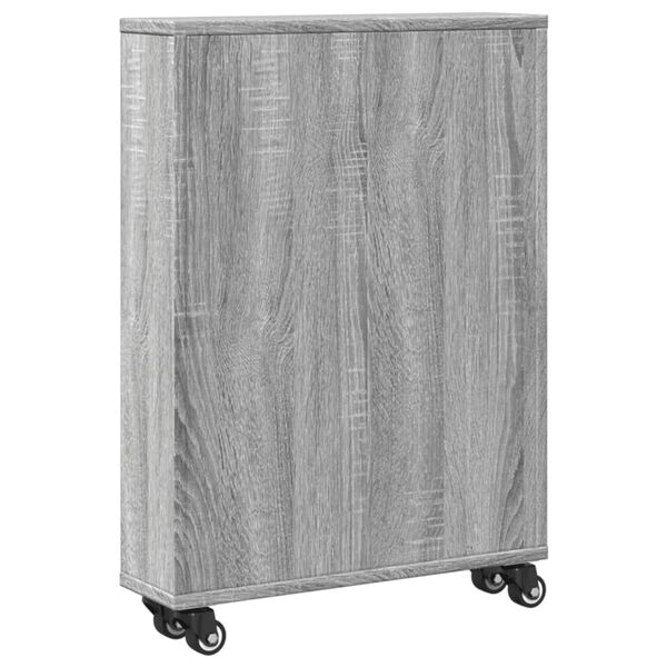 vidaXL Τρόλεϊ Αποθήκευσης Στενό Γκρι Sonoma 48x13x68 εκ. Επεξ. Ξύλο