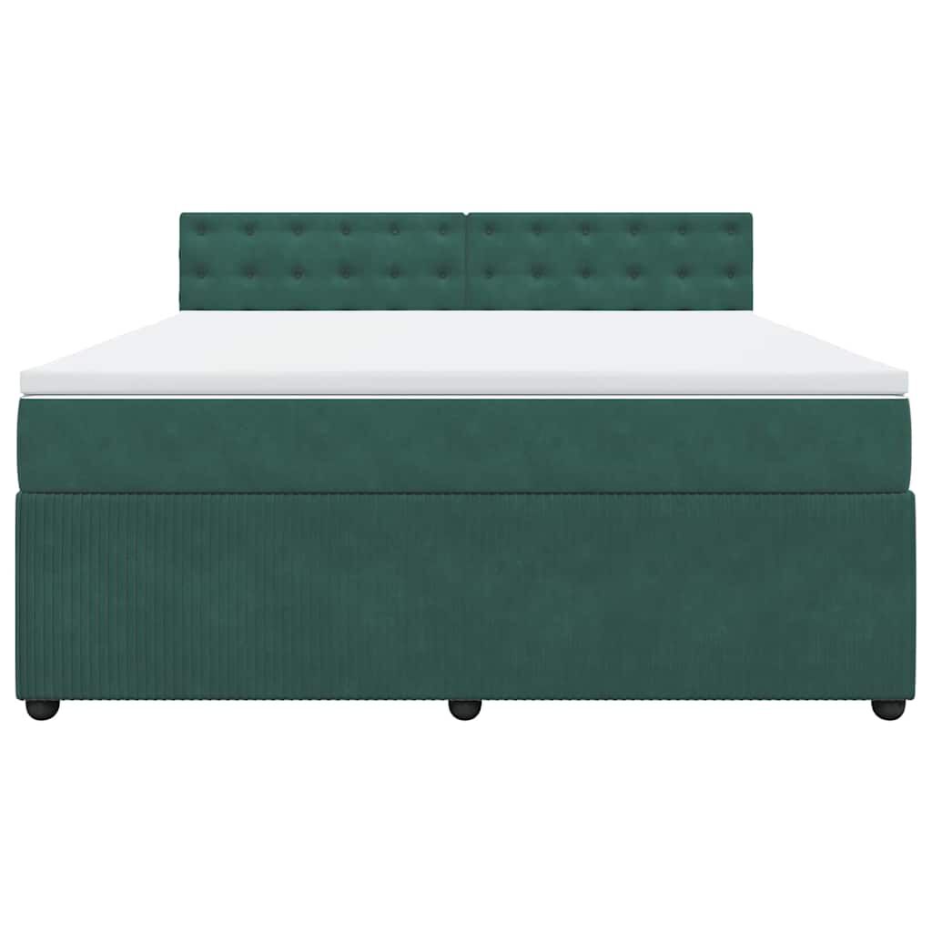 vidaXL Κρεβάτι Boxspring με Στρώμα Σκούρο Πράσινο 180x200εκ. Βελούδινο