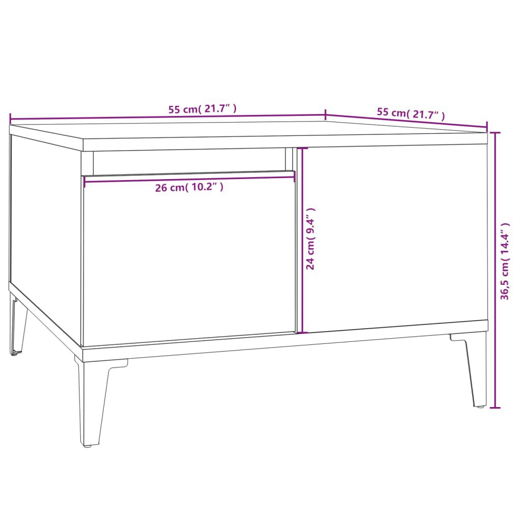 vidaXL Τραπεζάκι Σαλονιού Γκρι Sonoma 55x55x36,5εκ. Επεξεργασμένο Ξύλο
