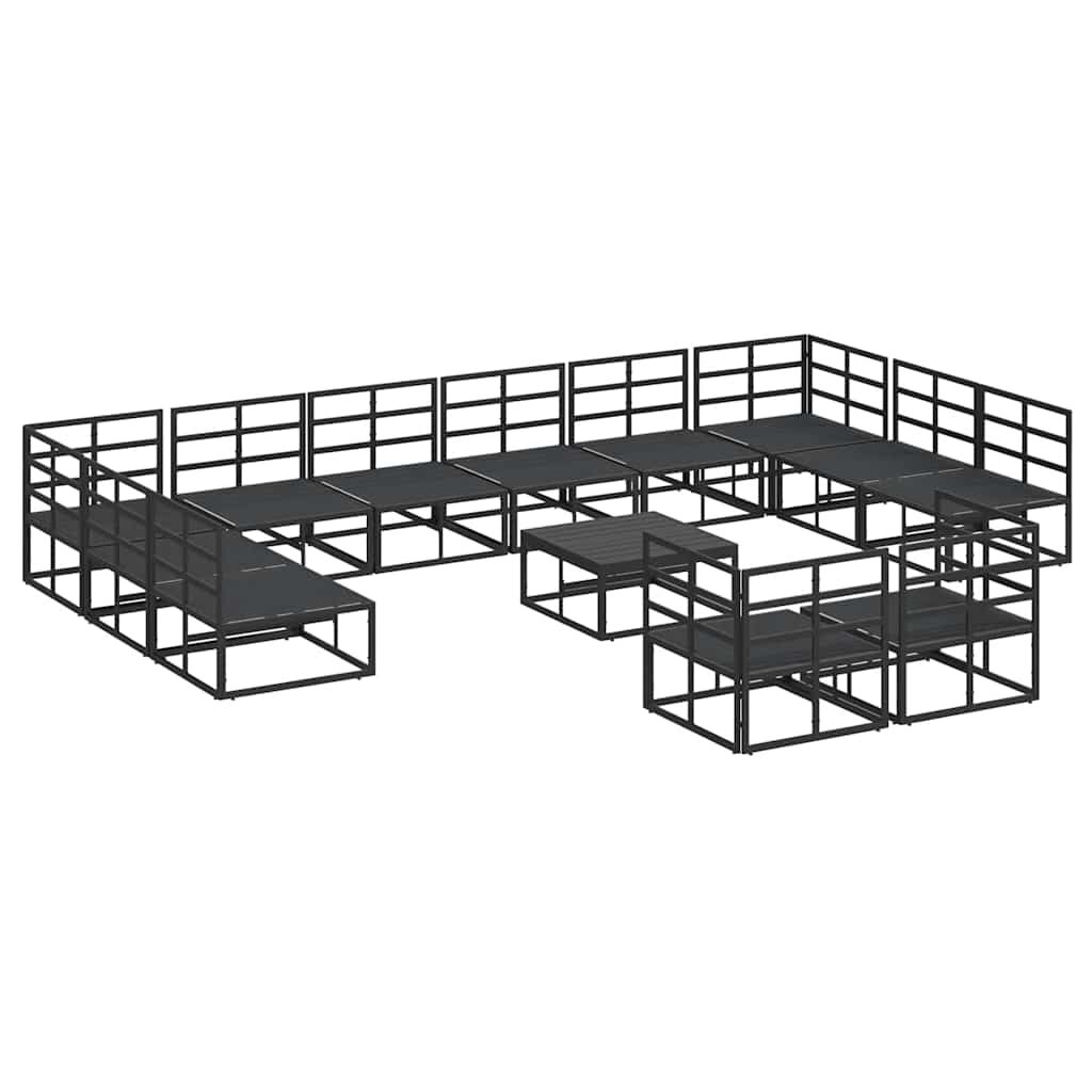 vidaXL Σετ Καναπέ Κήπου με μαξιλάρι 13 pcs Μαύρο Αλουμίνιο