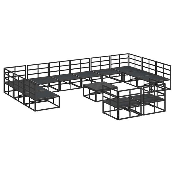vidaXL Σετ Καναπέ Κήπου με μαξιλάρι 13 pcs Μαύρο Αλουμίνιο