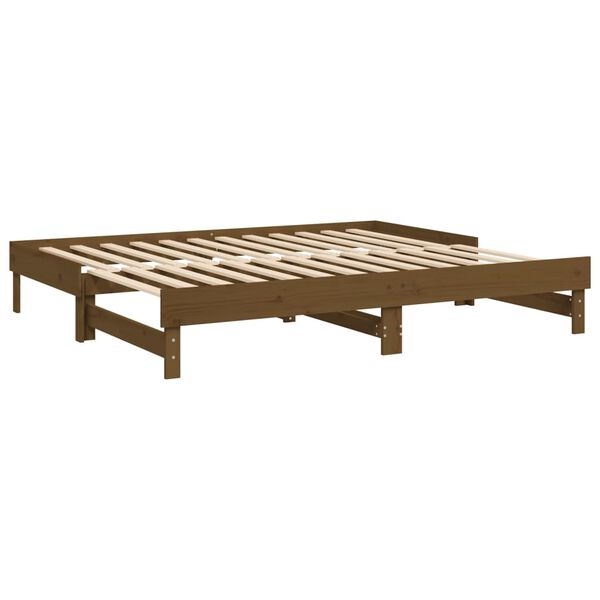 vidaXL Καναπές Κρεβάτι Συρόμενος Μελί 2x(80x200) εκ. Μασίφ Ξύλο Πεύκου