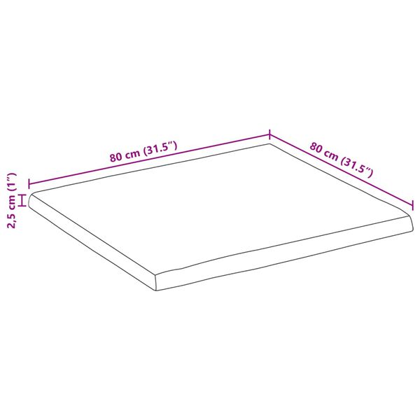 vidaXL Επιφάνεια Τραπεζιού 80x80x2,5 εκ. Live Edge Μασίφ Ξύλο Μάνγκο