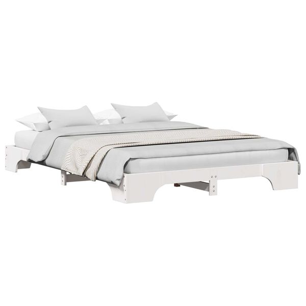 vidaXL Κρεβάτι Λευκό Ξύλο 150 x 200 cm Μασίφ κρεβάτι από πεύκο