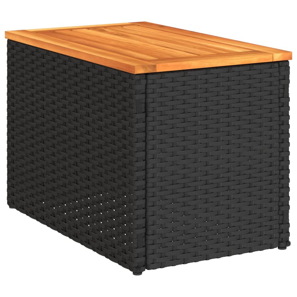 vidaXL Τραπεζάκια Κήπου 2 τεμ. Μαύρα 55x34x37εκ. Συνθ.Ρατάν/Μασίφ Ξύλο