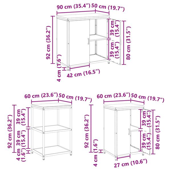 vidaXL Σετ Αποθήκευσης Κουζίνας 3 pcs Ελιά Πράσινη 210 x 50 x 92 εκ