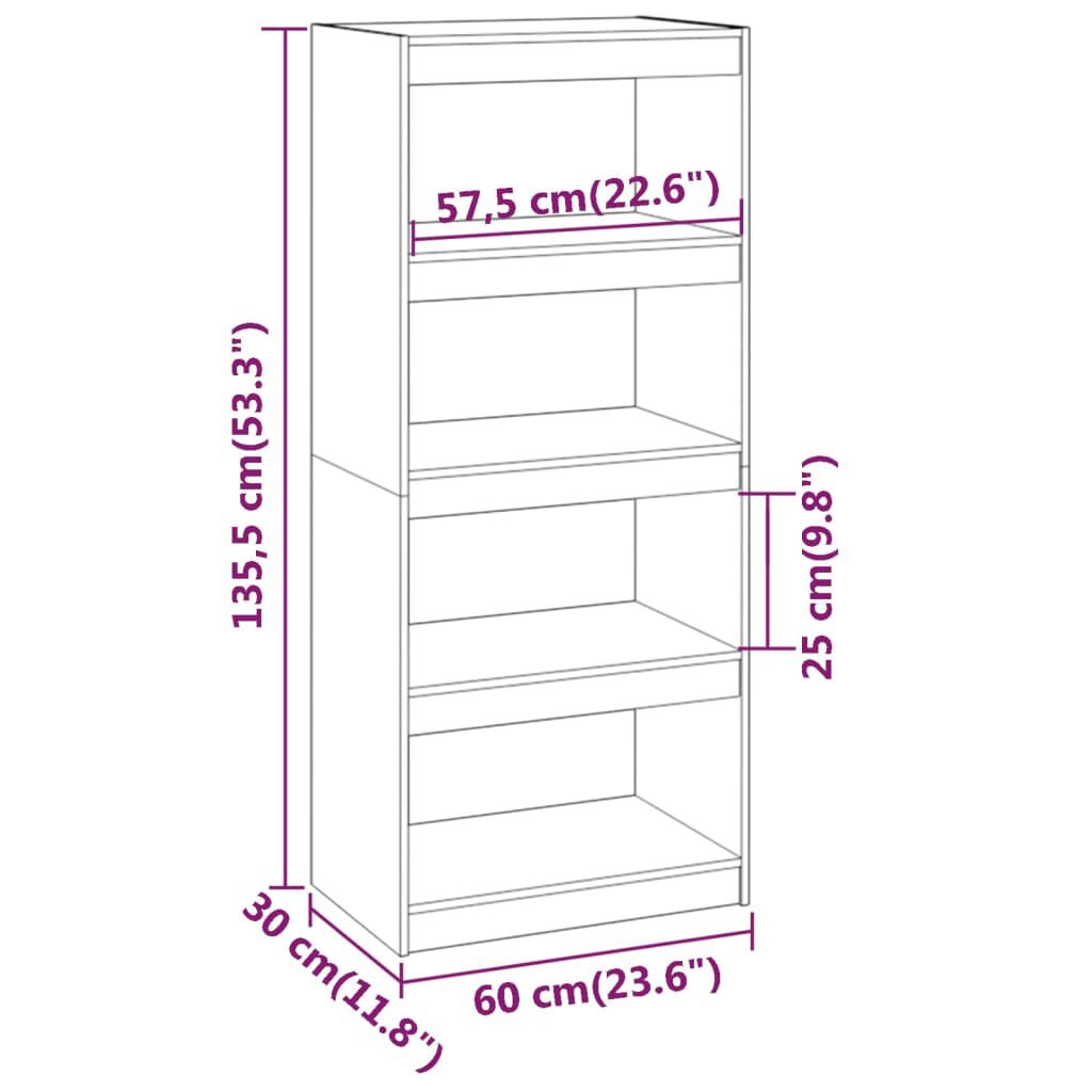 vidaXL Βιβλιοθήκη/Διαχωριστικό Χώρου Μελί 60x30x135,5 εκ. Ξύλο Πεύκου