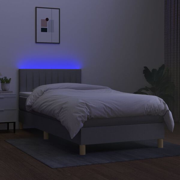 vidaXL &Kappa;&rho;&epsilon;&beta;ά&tau;&iota; Boxspring &mu;&epsilon; &Sigma;&tau;&rho;ώ&mu;&alpha; & LED &Alpha;&nu;.&Gamma;&kappa;&rho;&iota; 90x190 &epsilon;&kappa;. &Upsilon;&phi;&alpha;&sigma;&mu;ά&tau;&iota;&nu;&omicron;
