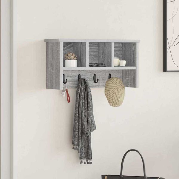 vidaXL Τοίχου Κρεμάστρα Γκρι sonoma 50 x 16 x 26 εκ Επεξεργασμένο ξύλο