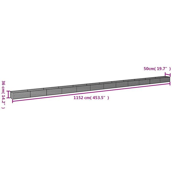 vidaXL Ζαρντινιέρα 1152 x 50 x 36 εκ. από Ατσάλι Σκληρυθέν στον Αέρα