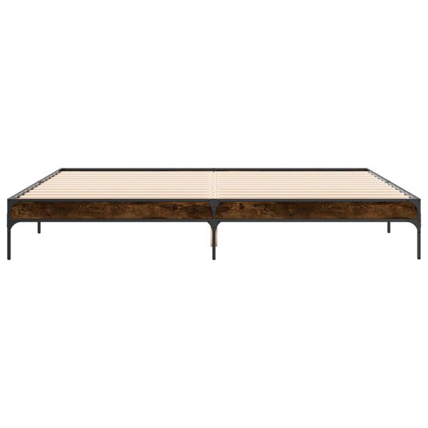 vidaXL Πλαίσιο Κρεβατιού Καπνιστή Δρυς 180x200εκ. Επεξ. Ξύλο & Μέταλλο