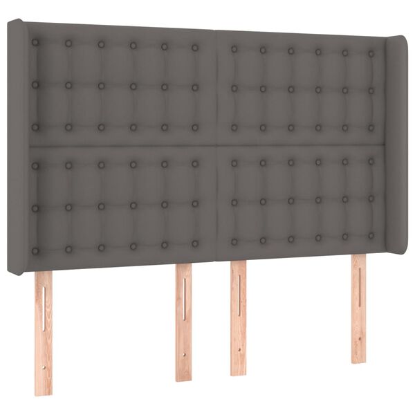 vidaXL Κρεβάτι Boxspring με Στρώμα & LED Γκρι 140x190 εκ. Συνθ. Δέρμα