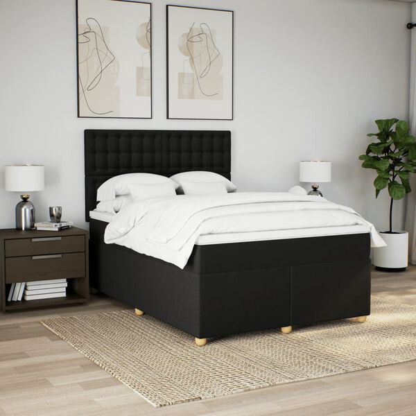 vidaXL &Kappa;&rho;&epsilon;&beta;ά&tau;&iota; Boxspring &mu;&epsilon; &Sigma;&tau;&rho;ώ&mu;&alpha; &Mu;&alpha;ύ&rho;&omicron; 160x200 &epsilon;&kappa;. &Upsilon;&phi;&alpha;&sigma;&mu;ά&tau;&iota;&nu;&omicron;