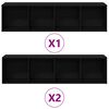vidaXL Βιβλιοθήκη 3 pcs Μαύρη Οξυά 36 x 30 x 143 cm Επεξεργασμένο ξύλο