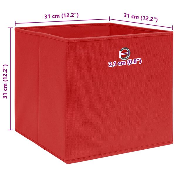 vidaXL Κουτιά Αποθήκευσης 4 τεμ. Κόκκινα 32 x 32 x 32 εκ. Υφασμάτινα