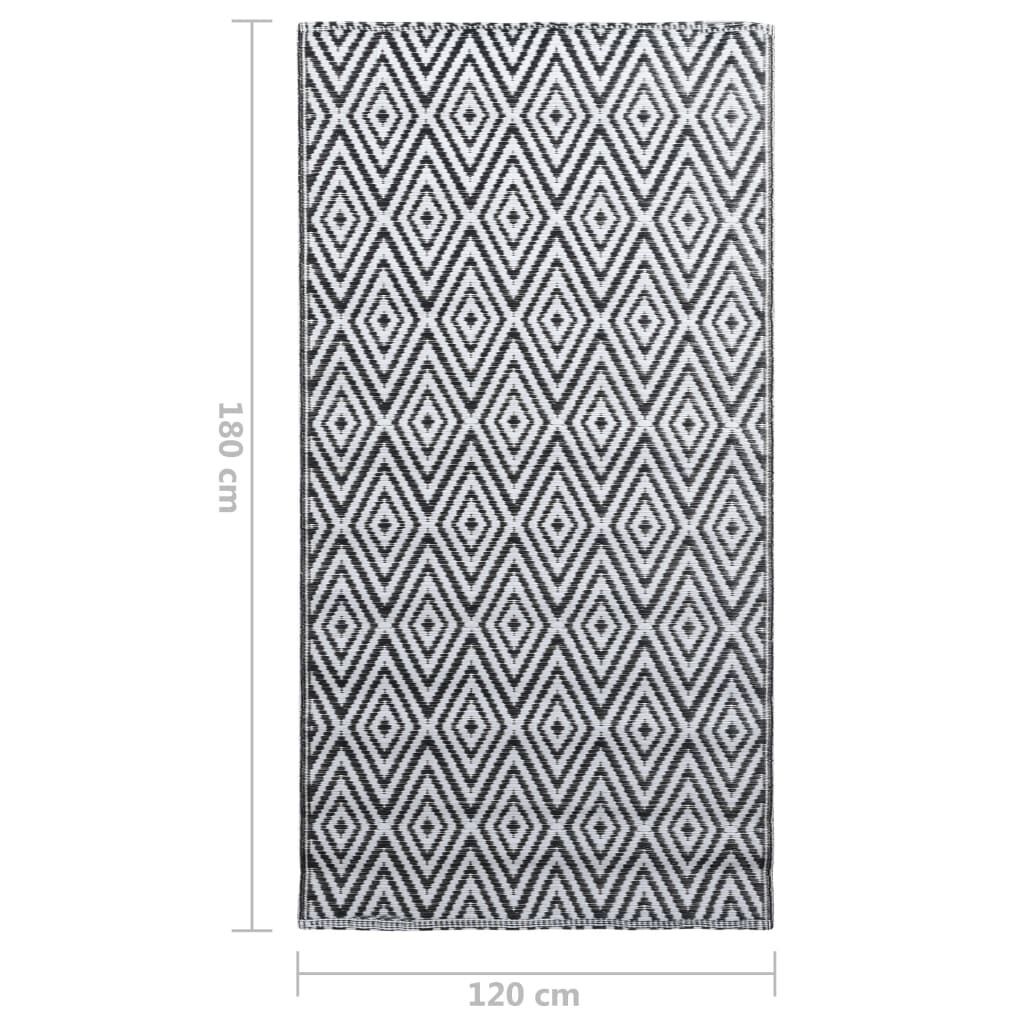 vidaXL Χαλί εξωτερικού χώρου ARAKIL Λευκό και μαύρο 120x180 cm PP