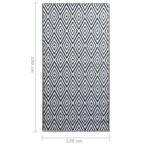 vidaXL Χαλί εξωτερικού χώρου ARAKIL Λευκό και μαύρο 120x180 cm PP