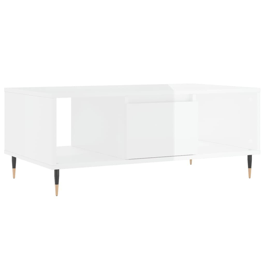 vidaXL Τραπεζάκι Σαλονιού Γυαλ. Λευκό 90x50x36,5 εκ. Επεξεργ. Ξύλο