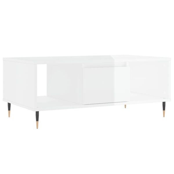 vidaXL Τραπεζάκι Σαλονιού Γυαλ. Λευκό 90x50x36,5 εκ. Επεξεργ. Ξύλο